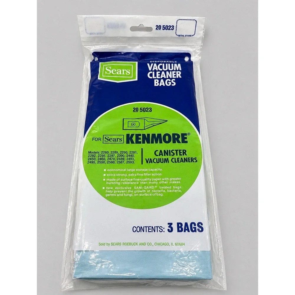 Vintage Sears Kenmore 20-5023 Canister Vacuum Cleaner Bags 3 Pack NOS